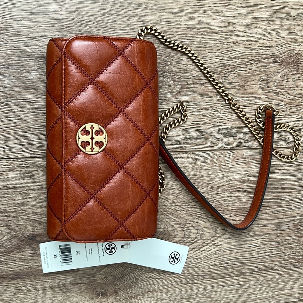 New Tory Burch New Purse with tags, dark Whisky color.